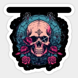 Wiccan Gothic Dark Spider Skull Sticker